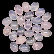 25 Pcs Natural Rose Quartz 18-21mm Oval Cabochon Loose Untreated Gemstones Lot