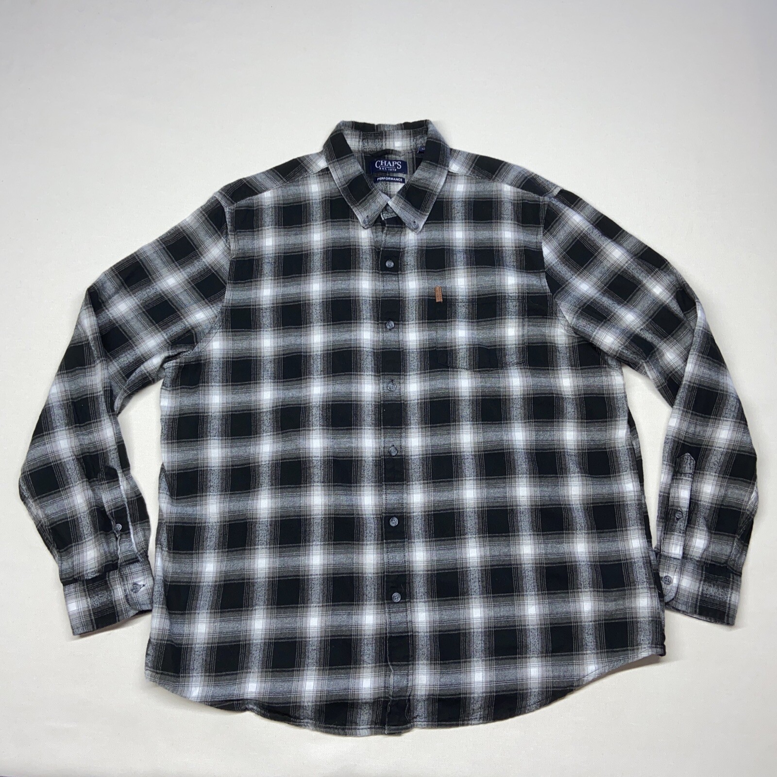 Chaps Performance Gray Long Sleeve Button Up Pock… - image 1