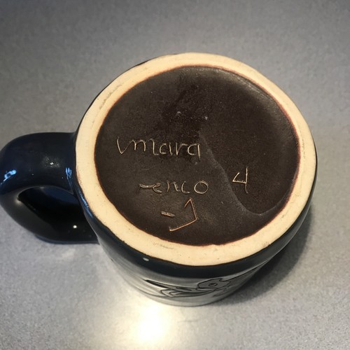 LARGE DESIGN BY MARA Coffee Cup Mug Stoneware Mexico Pottery Butterflies - Picture 6 of 6