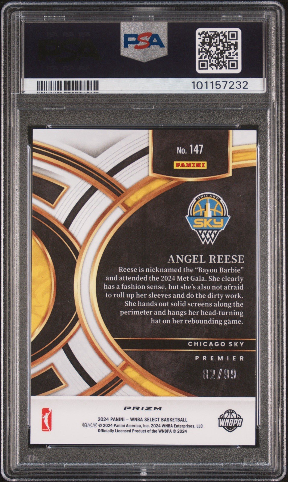 ANGEL REESE RC 2024 PANINI SELECT WNBA WHITE PRIZM /99 PREMIER LEVEL PSA 8 🔥 view 3