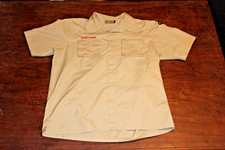 Boy Scouts of America BSA Men's Shirt Tan Large Glued Patches Short Sleeve
