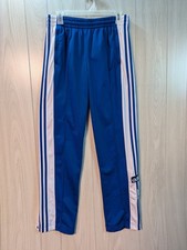 Vintage Adidas Sweatpants Small 6-8 Snap Off Warm Up Blue 90s White Tag Striped