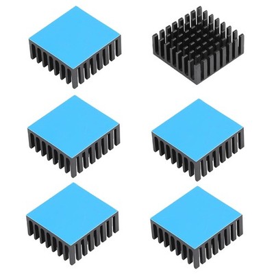 Aluminium-Kühlkörper 25 x 25 x 10 mm mit Klebeband für GPU IC-Chips 6 Stück