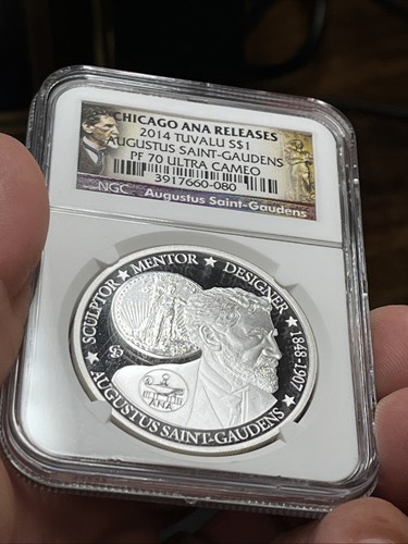 2014 Tuvalu $1 Augusta Saint Garden’s proof 70 alter cameo NGC - Picture 5 of 12