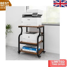Durable 3-Tier Printer Trolley with Lockable Wheels for Home Office Organization