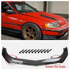 For 90-91 Honda Crx Si Cs Front Bumper Lip Carbon Style 4pcs Add-on Kits Us For 90-91 Honda Crx Si Cs Front Bumper Lip Carbon Style 4pcs Add-on Kits Us