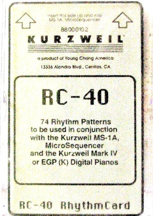 Kurzweil ROM Card RC-40, for MS-1A, MicroSequencer, And Mark IV, EGP Pianos RARE