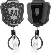 2 Pack Heavy Duty Retractable Keychain with Belt Clip ID Black