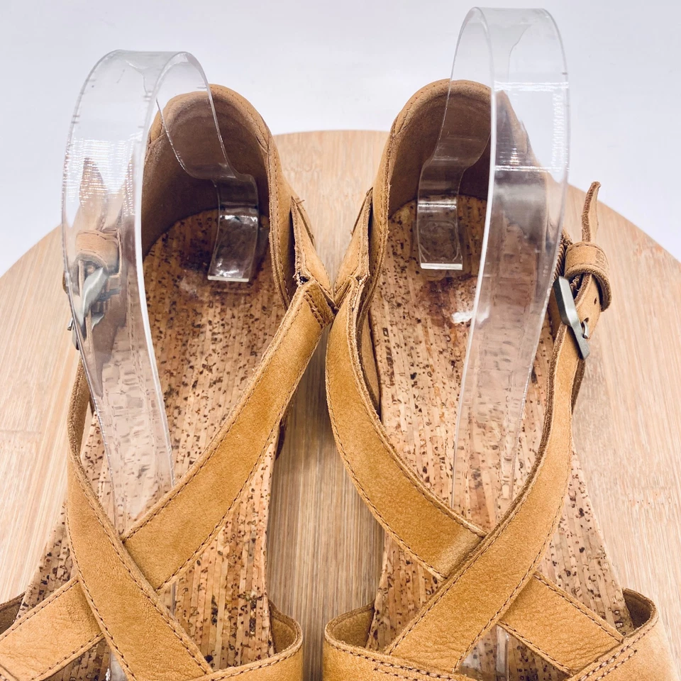 Teva Mahonia Sandals Womens 10 Tan Leather Criss Cross Strap Flats Buckle - Image 4 of 4