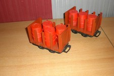 2 x LGB ,Rungenwagen mit 7 Fässer Feldbahn Güterwagen!