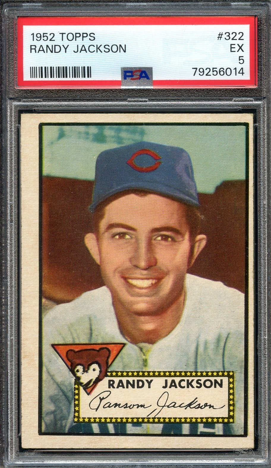1952 Topps Tough High #322 Randy Jackson RC PSA 5 Chicago Cubs 6014