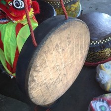 29cm Lion Dance High Side Gong Temple Religious Ritual Tibetan Bell Bronze #2348