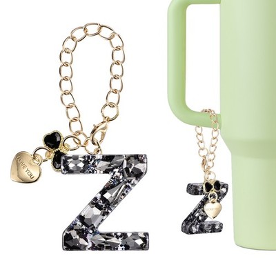 Für Stanley Tumbler Cup - Letter Charm, Herz-Anhänger mit Initial Z, schwarz