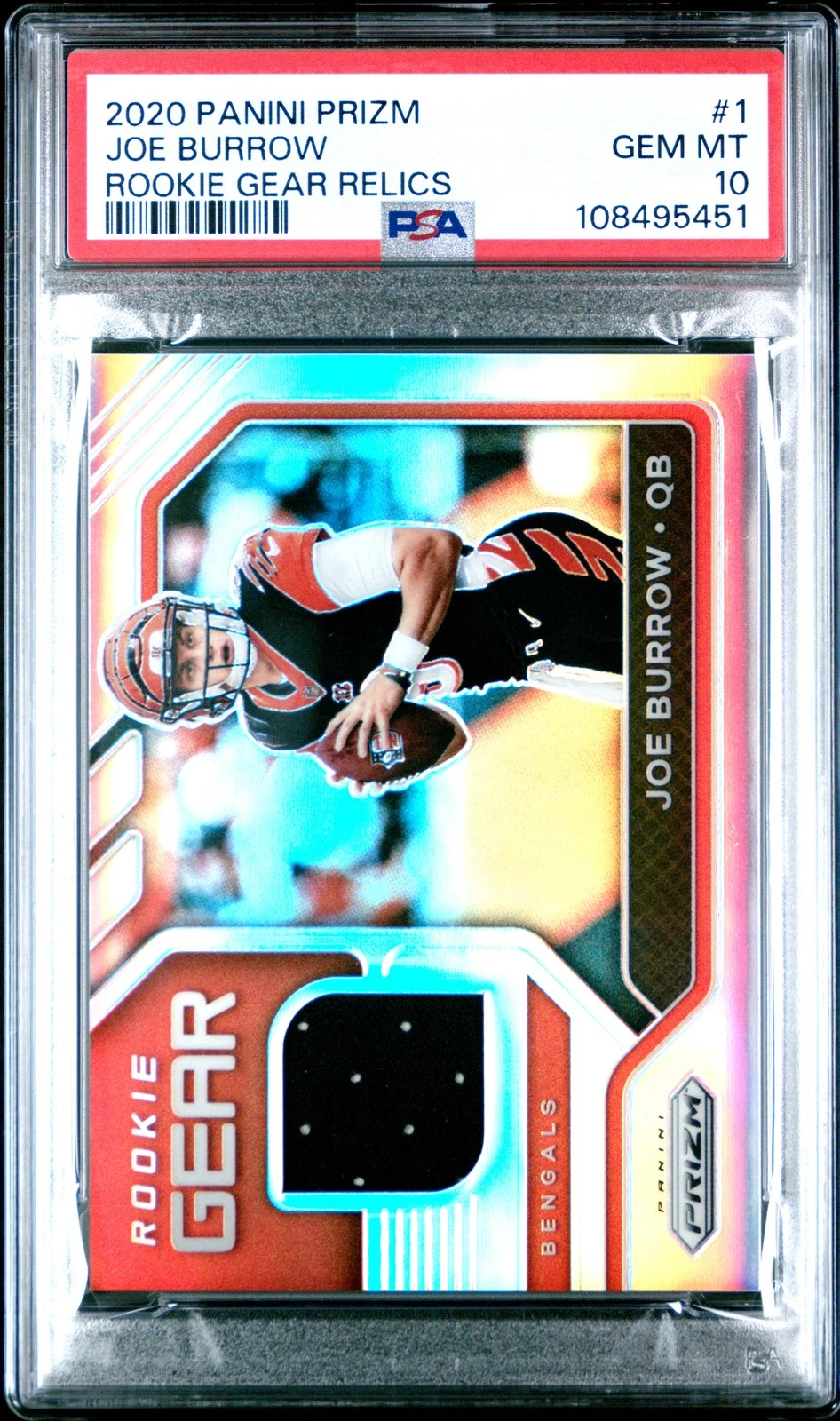 Joe Burrow Panini Prizm Rookie Gear Relics #1 Base