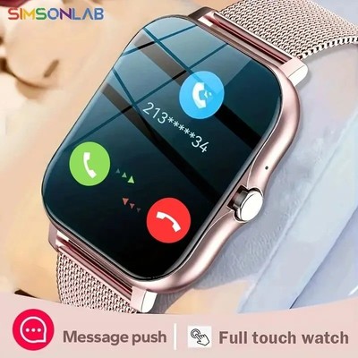 Smartwatch Android Handy 1,44'' Zoll HD Bildschirm Bluetooth Anruf Blut Sauerstoff/Presse