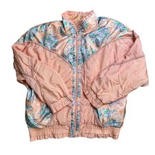 LAVON CHEERFUL CHEER JACKET WINDBREAKER M MEDIUM WOMENS VINTAGE PINK