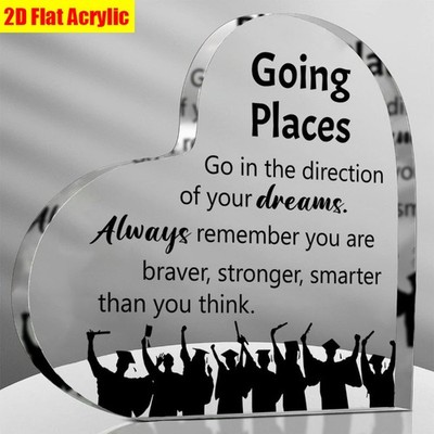 Graduation Gift Acrylic Heart Plaque Going Places Inspirational Keepsake Decor