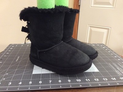 UGG BOOTS #1017394T Black TODDLER Baily Bow II Black Shearling Lining Sz 12
