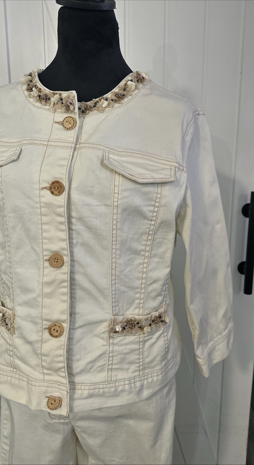 Ruby RD Two Piece Denim Set Cream Colored - image 4