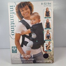 Infantino Flip 4 in 1 Convertible Baby Carrier 8-32 lbs Black Heather