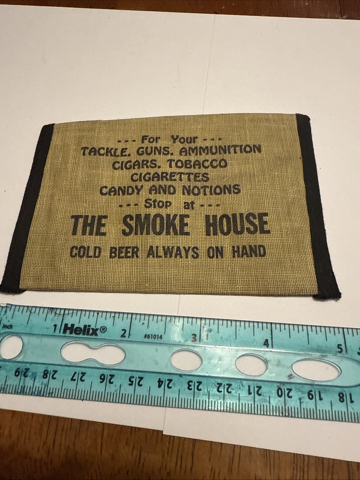 VINTAGE ADVERTISING Tobacco Pouch Empty Smoke House Wallace Idaho Fishing Ammo