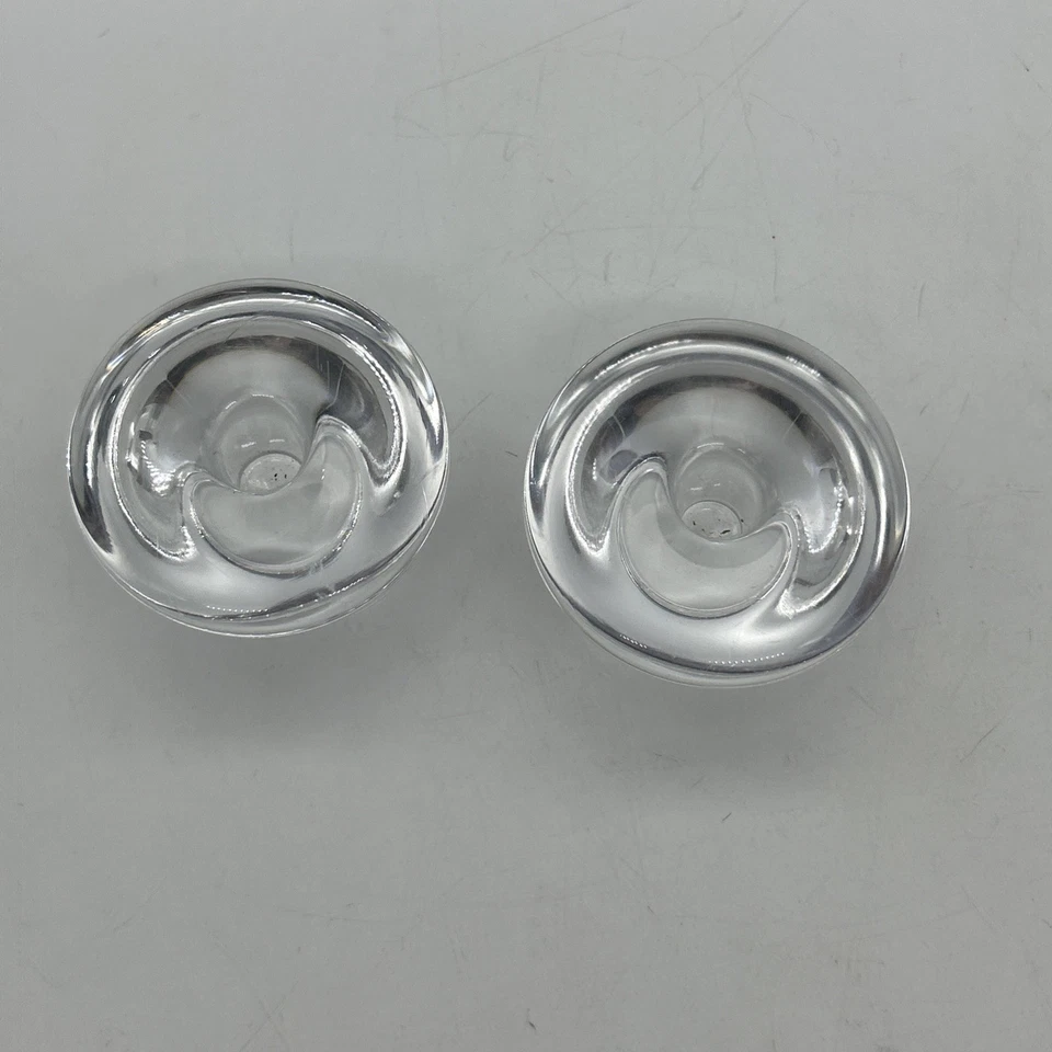 Candelabro Orrefors Cristal Par Disco Firmado Redondo Cónico Foto 2 de 4