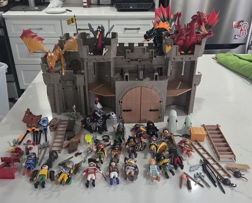 Vintage Playmobil Toy Lot - Eagle Knights Medievil Castle + Dragons Misc LOT