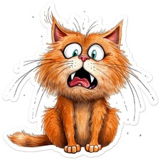 Scared Orange Kitten Cat - Vinyl Decal Sticker - Car Window Laptop - ebn11199