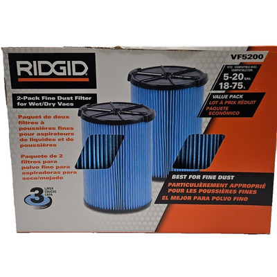 RIDGID 5-16 Gal. Wet Dry Vac Pleated Paper Filter (2-Pack) VF5200