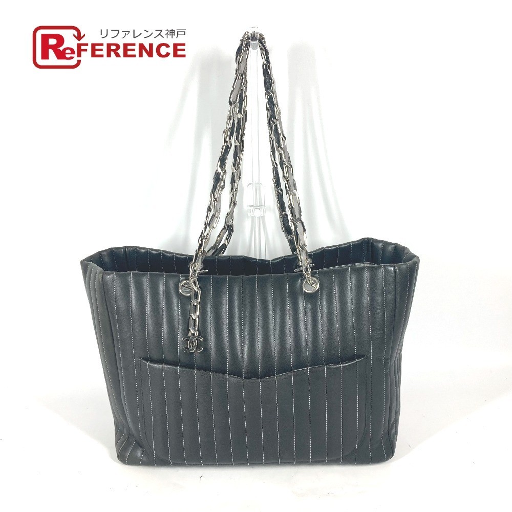 CHANEL Mademoiselle W Chain Black Shoulder Tote Bag Pre-Owned for Women