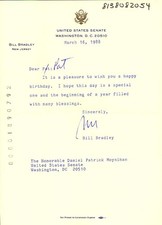 BILL BRADLEY - TYPED LETTER SIGNED 03/16/1988