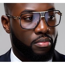 Aviator Glasses Gold Black Frame Fashion Hip Hop Style Clear Lens Men Bold 2026