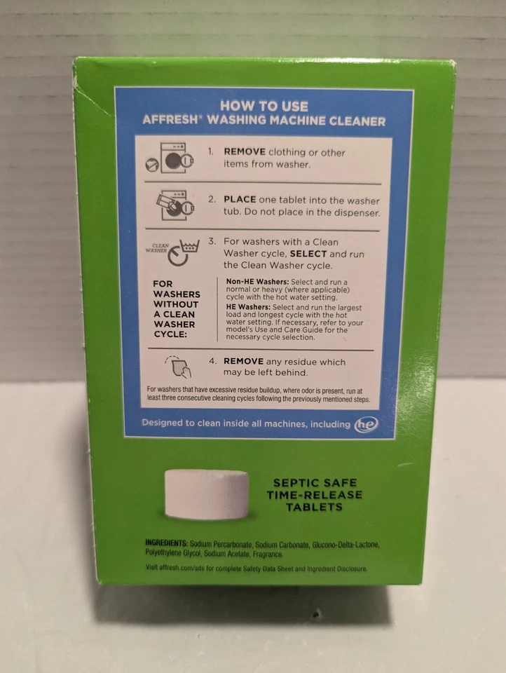 Affresh Washing Machine Cleaner, 6 Month Supply, Cleans Front Load and Top Load - Image 2 of 4