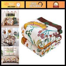 Lightweight Cotton Muslin Summer Throw Blanket 60"x80" - Boho Vintage Quilt for