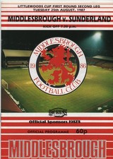 1987/88 MIDDLESBROUGH V SUNDERLAND LEAGUE CUP 1ST RD 2ND LEG
