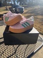 Adidas VL Court Bold Size Women  s 8.5 Pink Green Platform Low Top Shoe- New