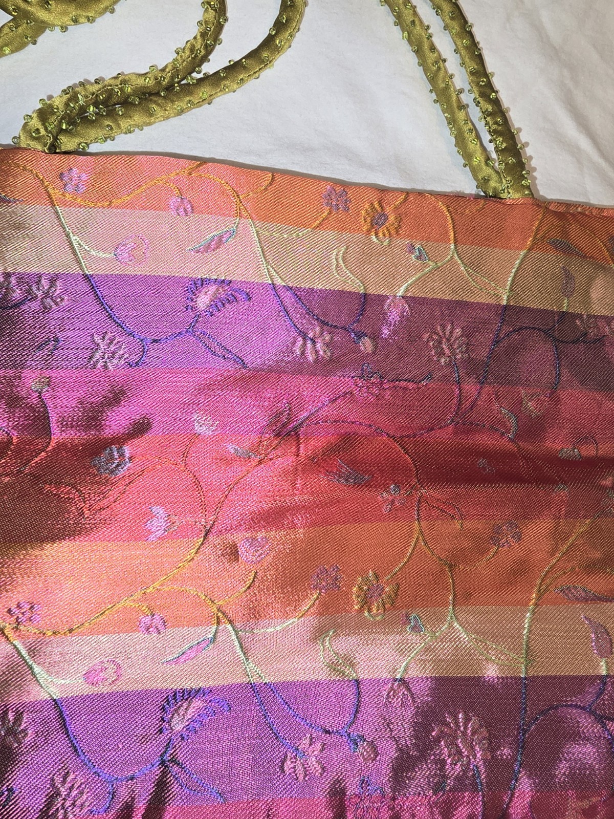 OOAK Funky Boho Patchwork Multicolor Silk Bead Fr… - image 13