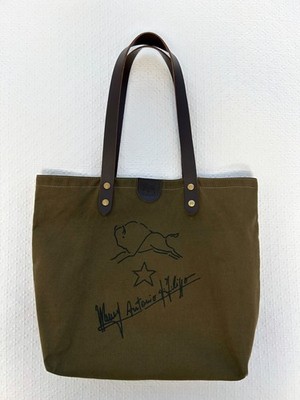 Il Bisonte Dark Green Canvas/Leather Tote Bag