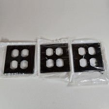 Leviton Brown 2-Gang Outlet Cover Duplex Receptacle Plastic 85016 Lot Of 3