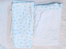 VTG 80s Carters Nursery Crib Sheet Set Fitted  Top Sheet Animals Music Cotton