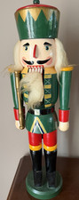 Figurine de Noël vintage 20 en bois casse-noisette vert rouge or noir blanc
