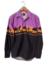 Vintage Roper Pearl Snap Western Shirt Mens Medium Sunset Horse Cowboy