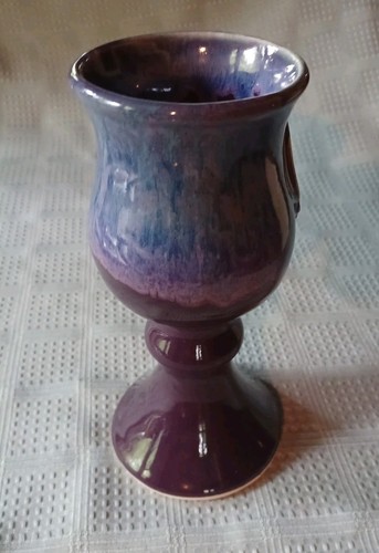 1999 Maryland Renaissance Festival Art Pottery Wine Goblet Cup Purple Lavender - Picture 4 of 11