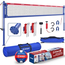 Portable Volleyball Net Set for Backyard Training Aluminum Poles, Winch System