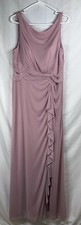 Azazie Bridesmaid Rose Sleeveless Chiffon Maxi Dress Size 14 Cascading Ruffle