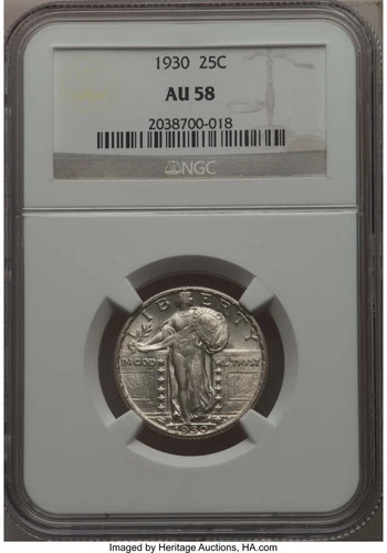1930 STANDING LIBERTY QUARTER DOLLAR NGC AU-58