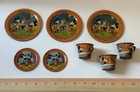 Antique 1930s Disney Mickey Minnie Mouse HELPMATES Lithograph Tin Toy Dishes 8pc