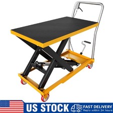 330Lbs Hydraulic Lift Table Cart, Manual Single Scissor Lift Cart ,Non-Slip Pad
