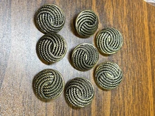 Buttons 8 Goldtone with knot or knit pattern shank back  3/4" VTG