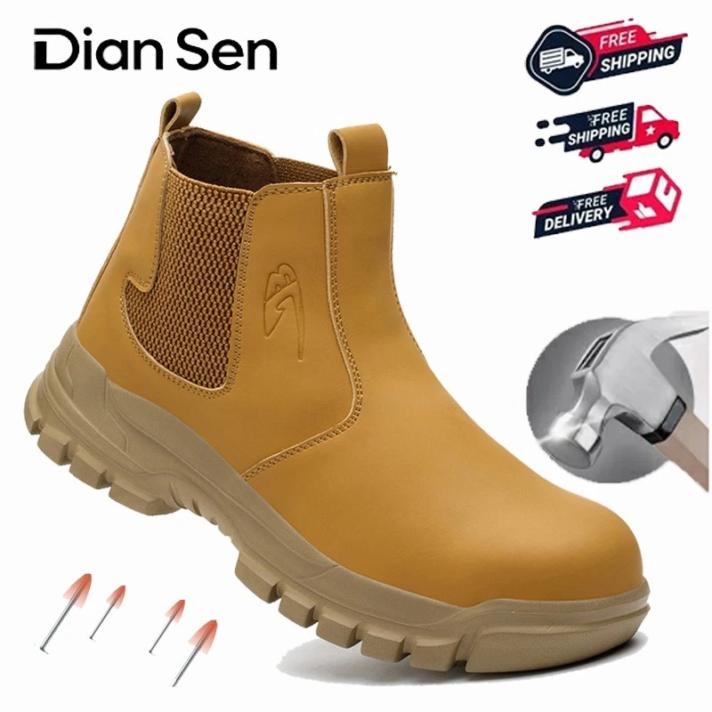 Men's Steel Toe Work Boots - Waterproof Puncture Resistant Shoes for Gardening
